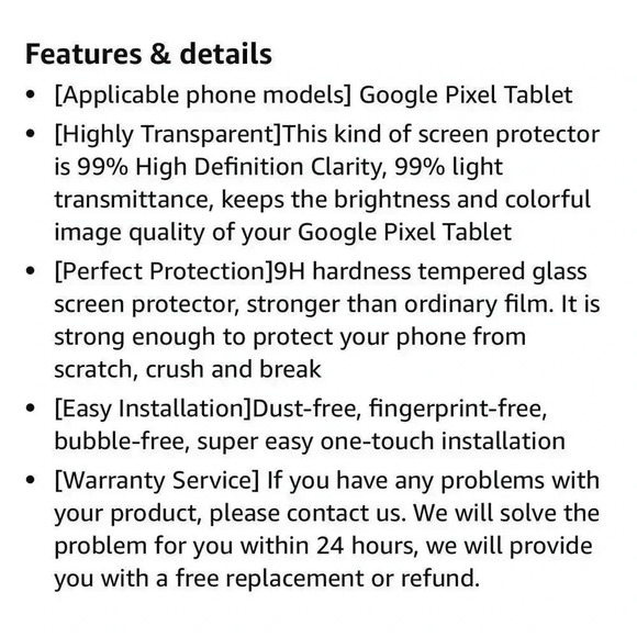 10.95" Screen Protector Compatible With Google Pixel Tablet  9H Hardness 2 Pack - Picture 5 of 7